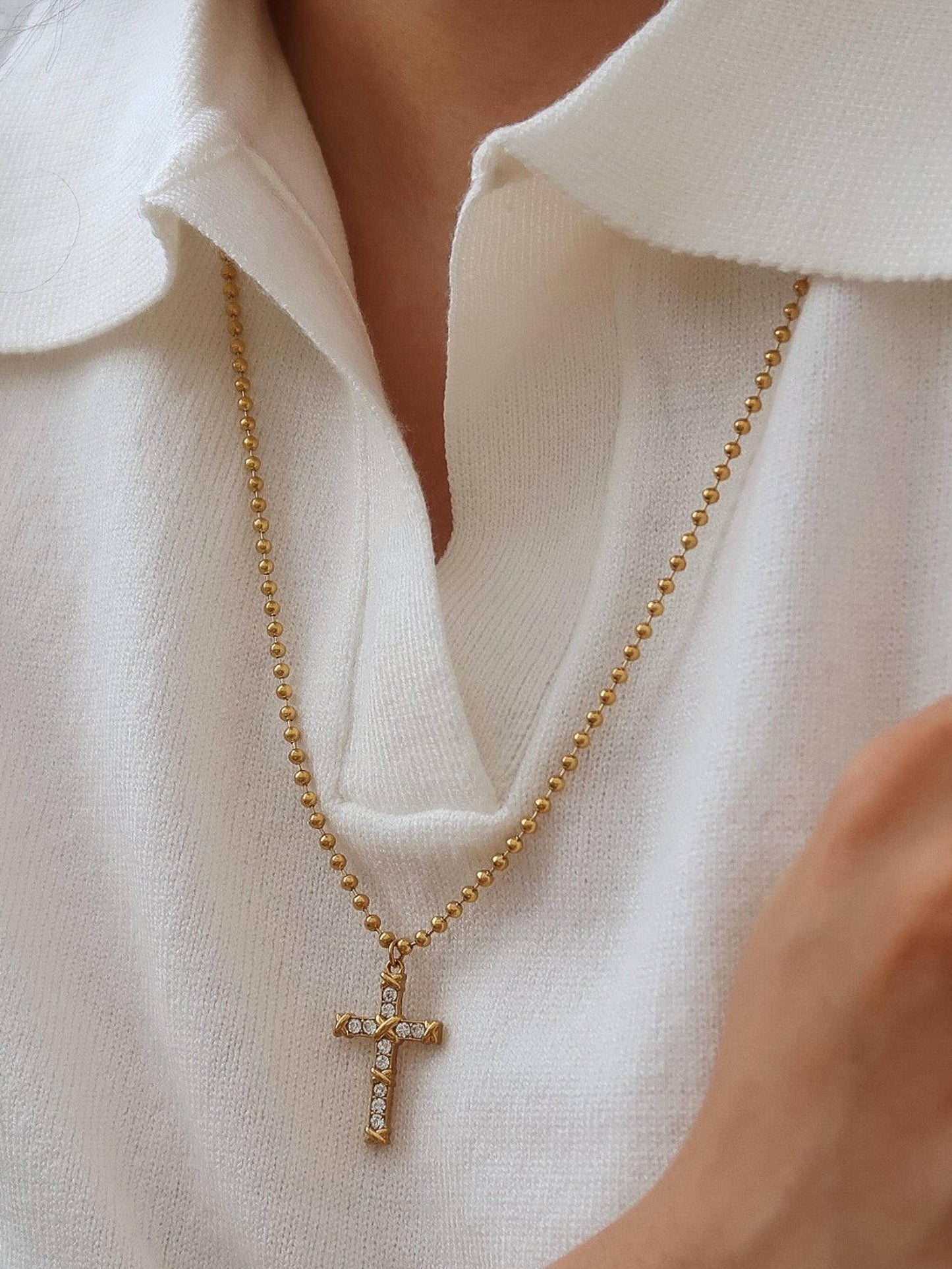 Selma Non-Tarnish CZ Cross Pendant