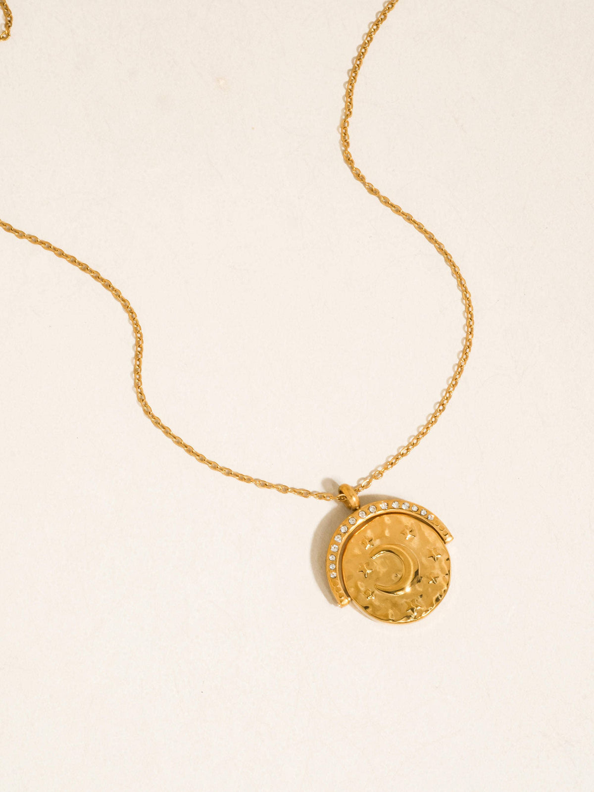 Non-Tarnish Large Coin CZ Necklace