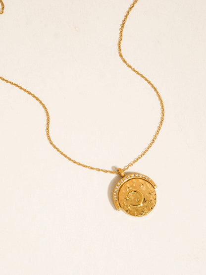 Non-Tarnish Large Coin CZ Necklace