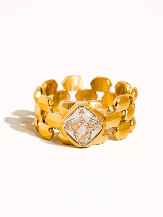 Passage 18K Gold Non-Tarnish CZ Watchband Ring
