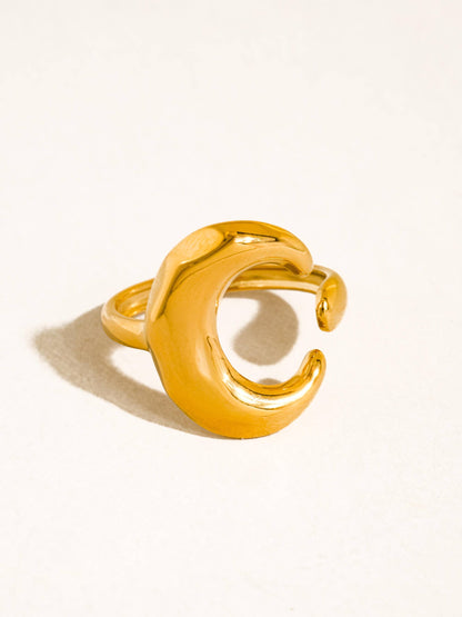 Aurelune 18K Gold Non-Tarnish Minimalist Moon Ring