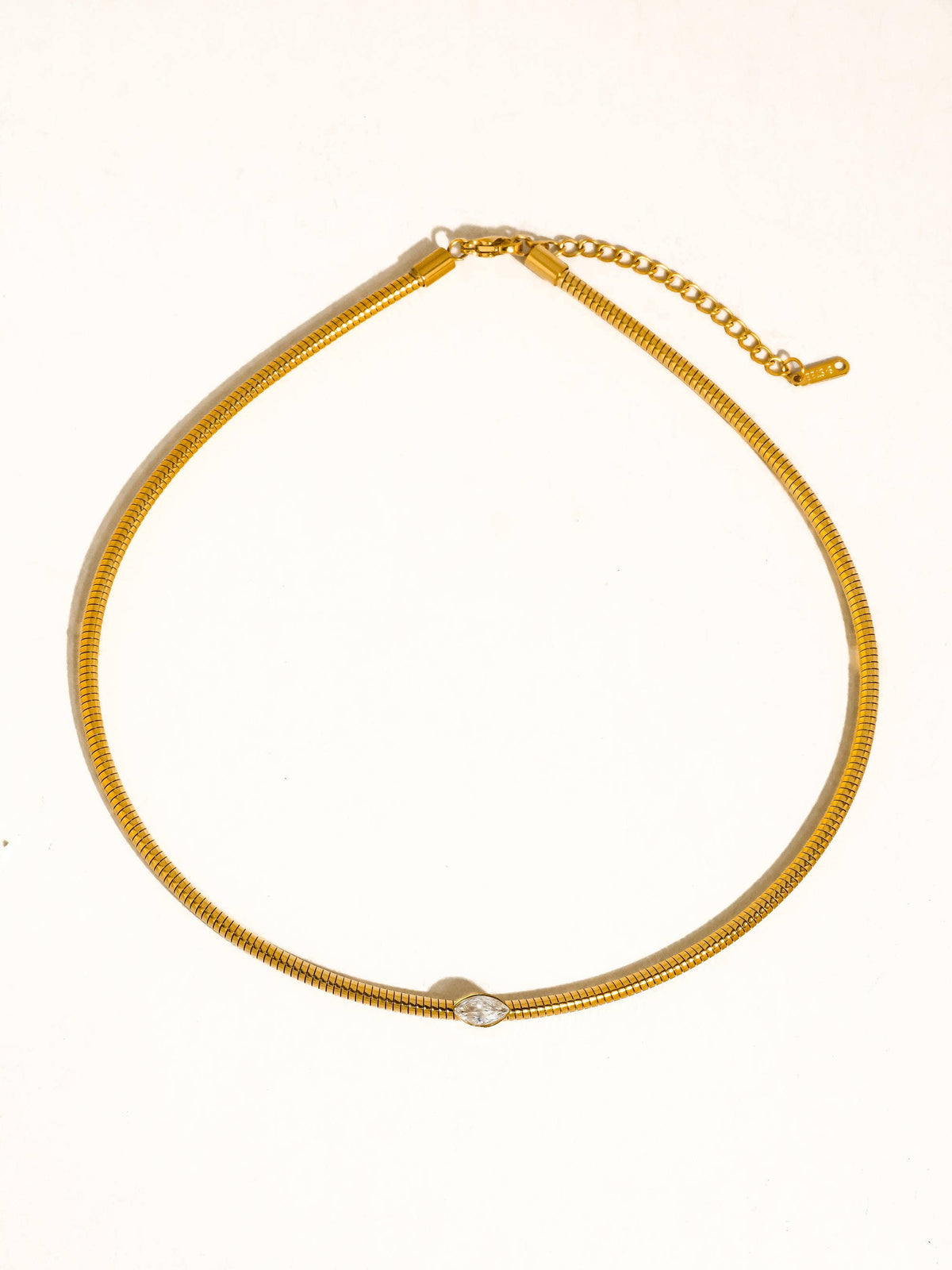 Non-Tarnish Marquise CZ Snake Chain Choker