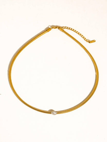 Non-Tarnish Marquise CZ Snake Chain Choker