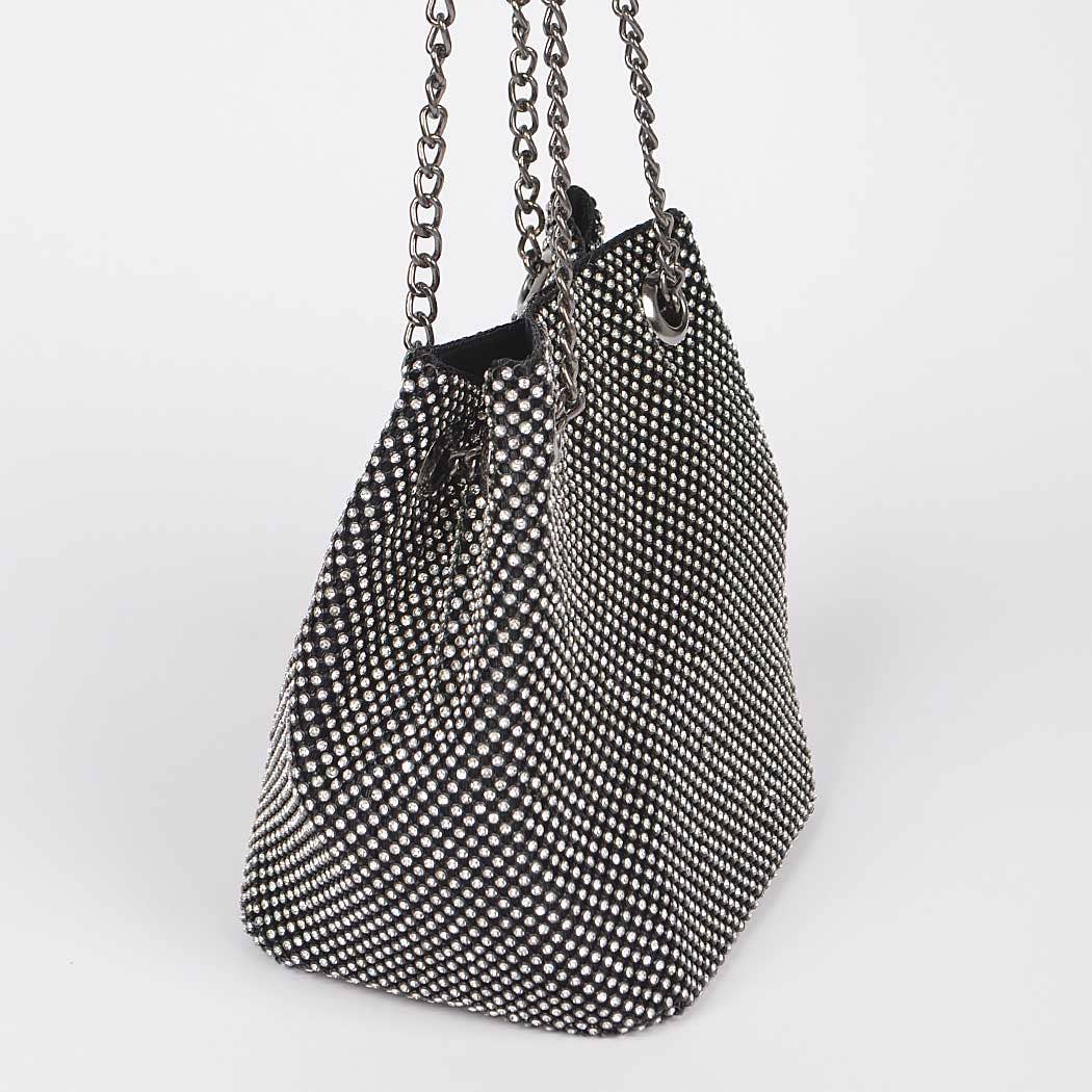 Rhinestone Bucket Chain Bag