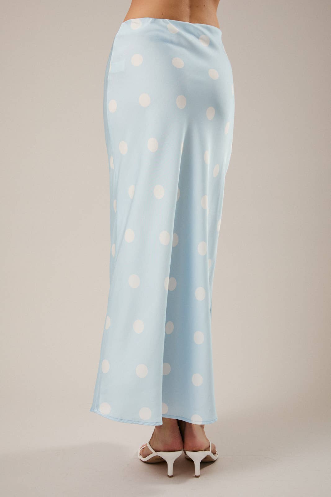 Satin Polka Dot Midi Skirt