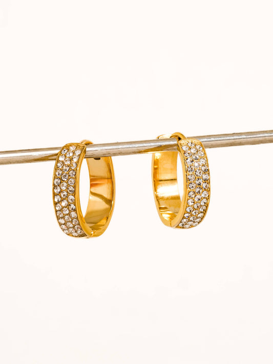 Non-Tarnish CZ Pave Hoop Earrings
