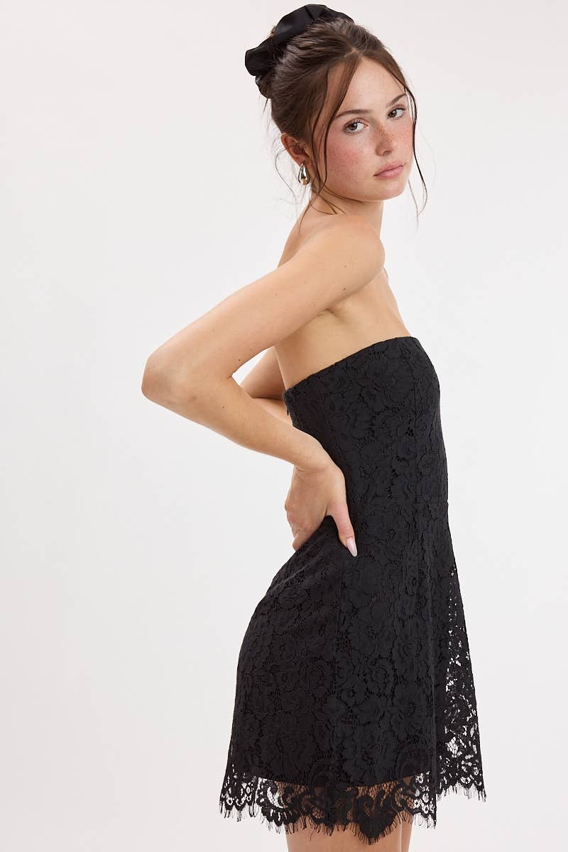 Embroidered Tube Mini Dress