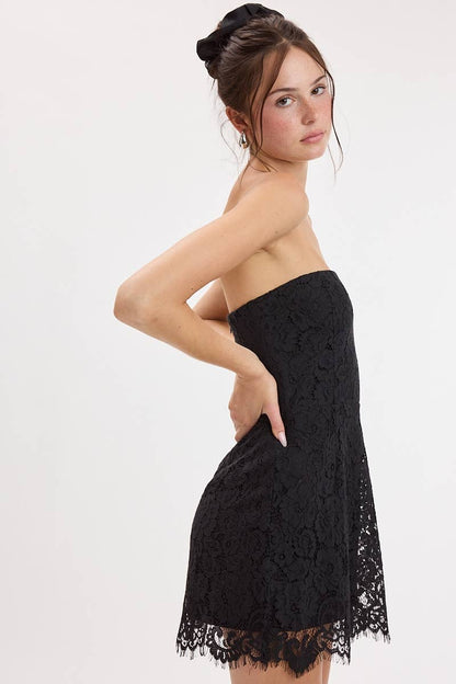 Embroidered Tube Mini Dress