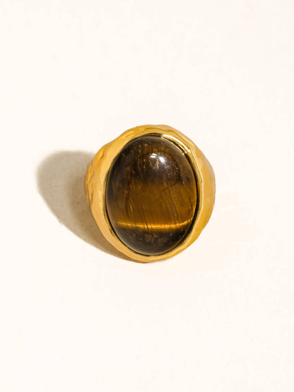 Lula 18K Gold Vintage Natural Stone Statement Ring