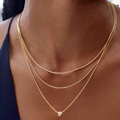 Non Tarnish Rhinestone Station Necklace