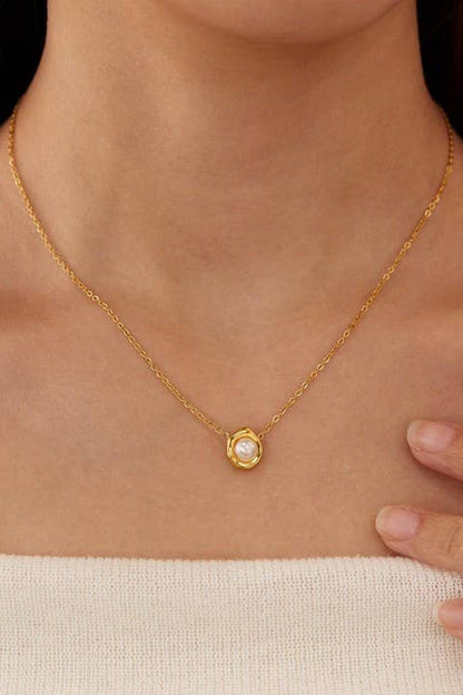 Non Tarnish Gold Pearl Necklace