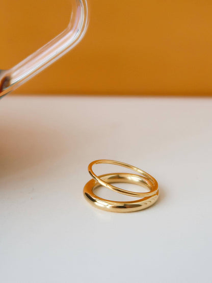 Harvey 18K Gold Non-Tarnish Classic Double Band Ring