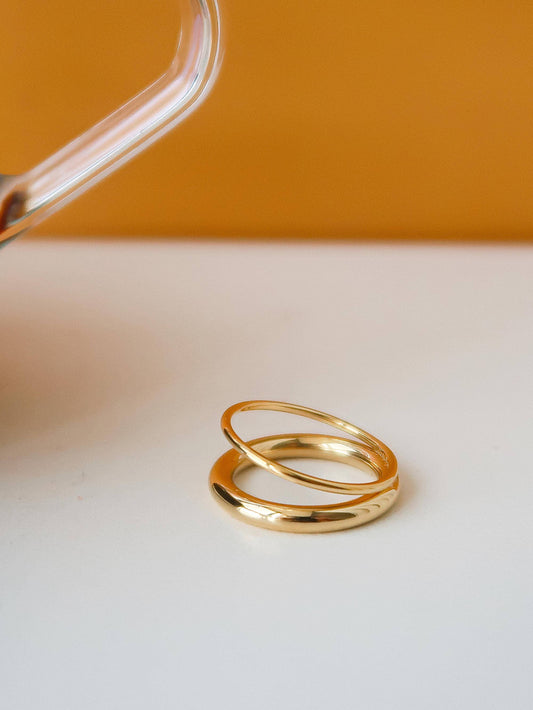 Harvey 18K Gold Non-Tarnish Classic Double Band Ring