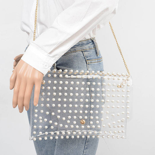 PEARL STUDDED CLUTCH