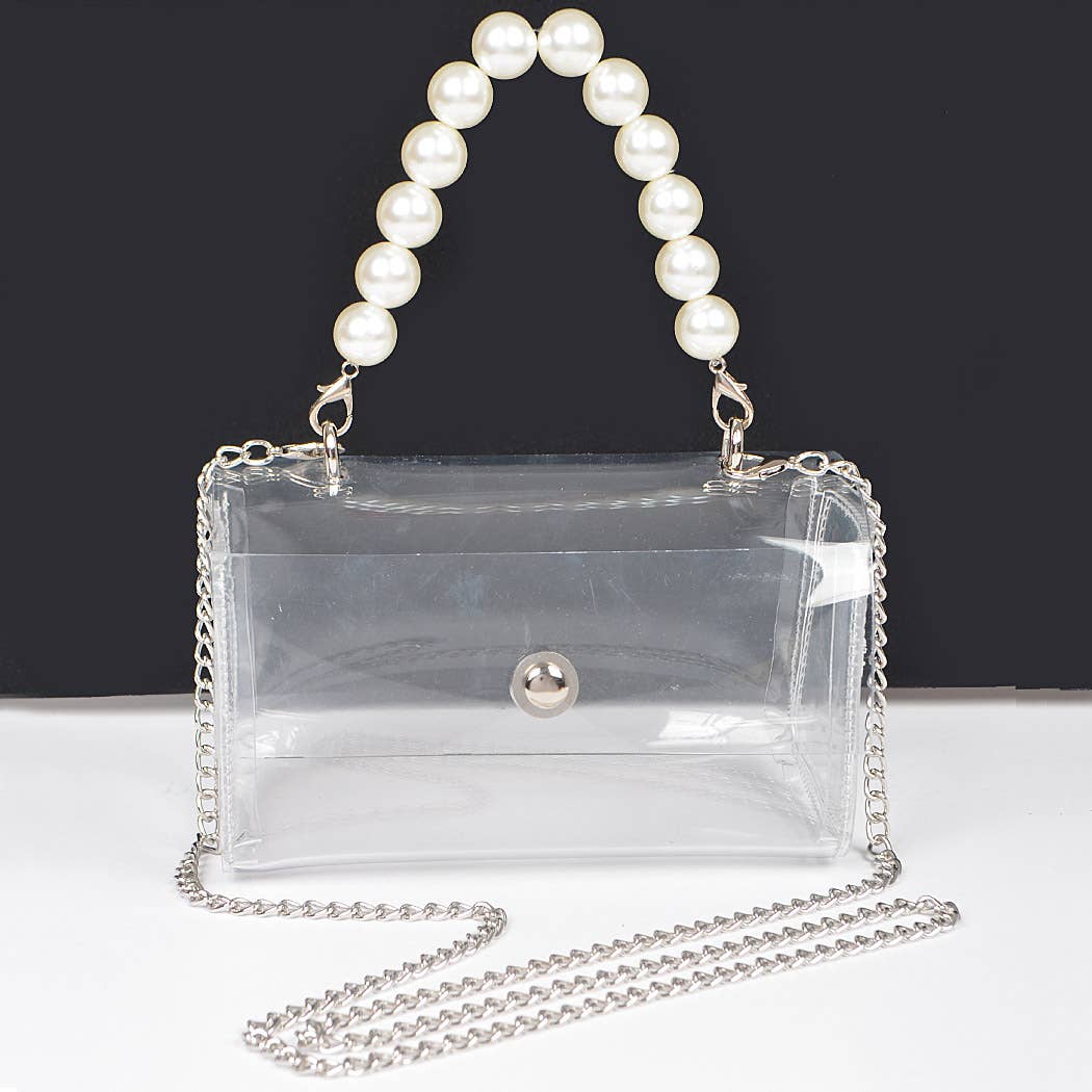 Transparent Pearl Handle Flap Bag