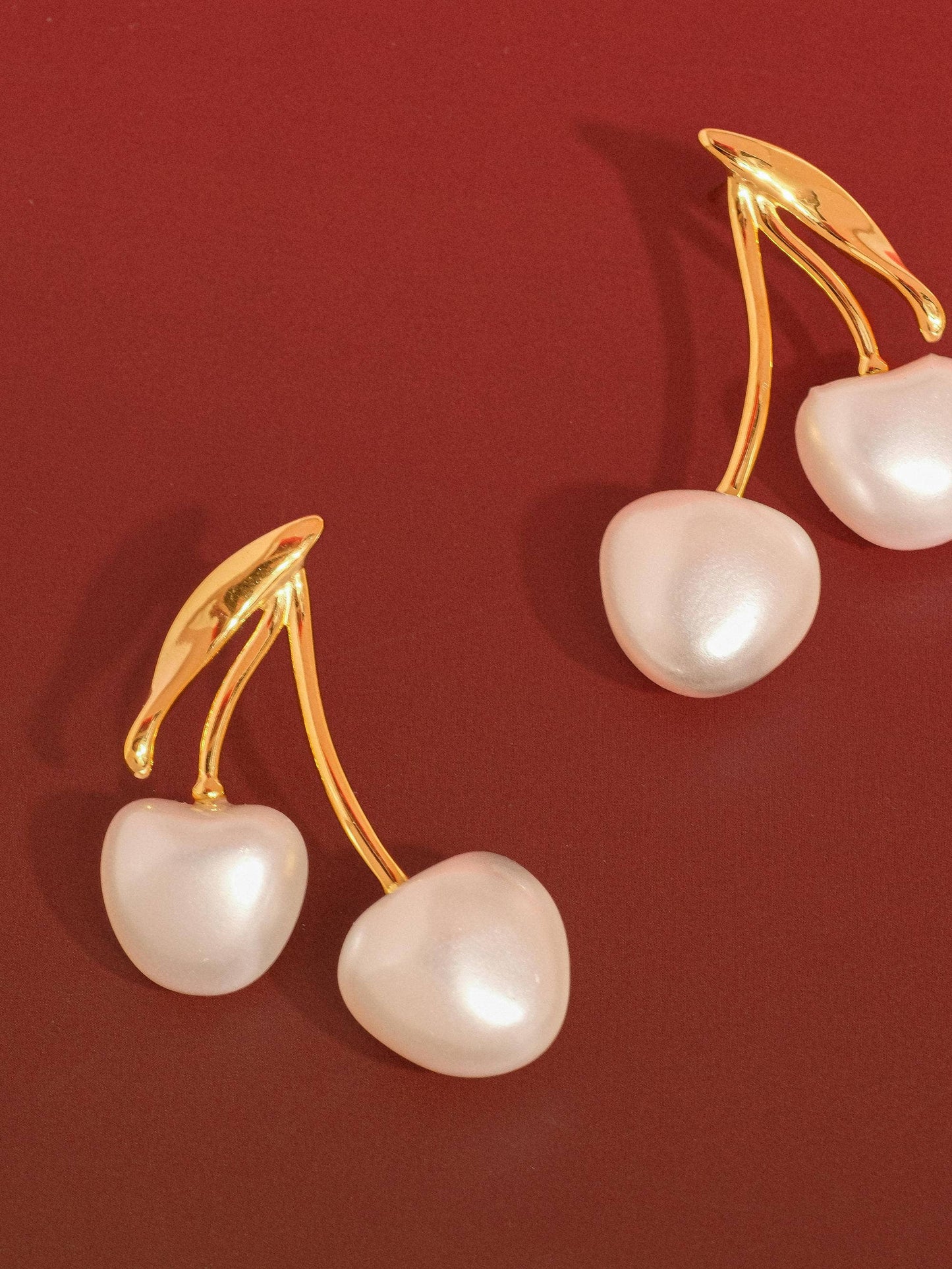Non-Tarnish Pearl Cherry Earrings