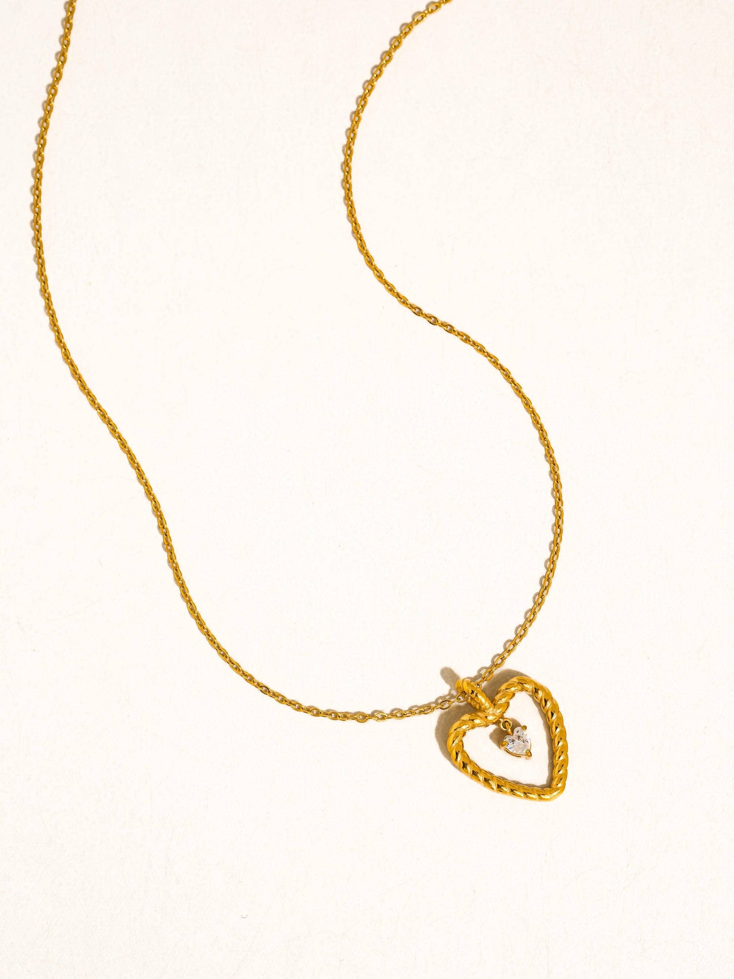 Freya Non-Tarnish CZ Heart Drop Necklace