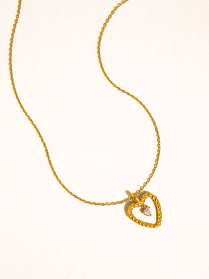 Freya Non-Tarnish CZ Heart Drop Necklace