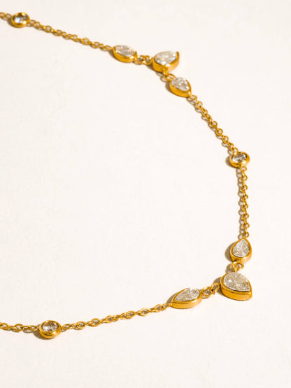 Non-Tarnish CZ Teardrop Layered Necklace