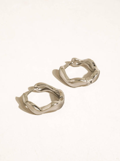 Non-Tarnish Wavy Hoop Earrings