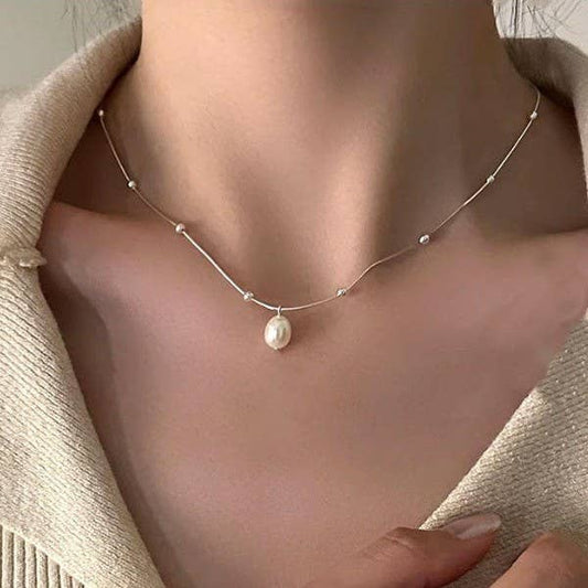 Non Tarnish Pearl Charm Necklace