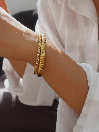 Monelle 18K Gold Non-Tarnish CZ Bangle Bracelet