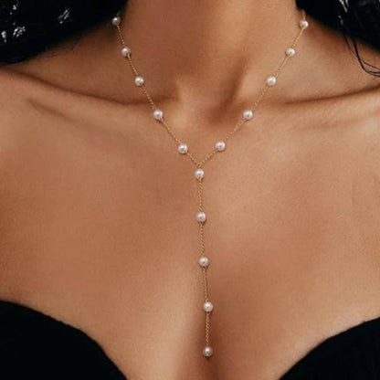 Non Tarnish Pearl Y Necklace