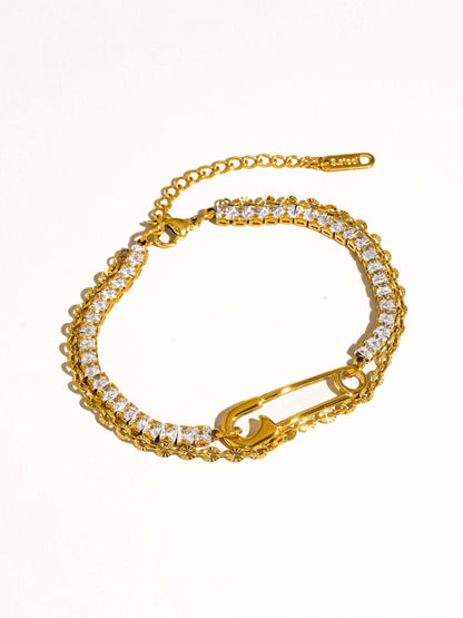 Acier 18K Gold Non-Tarnish Glam Rhinestone Clip Bracelet