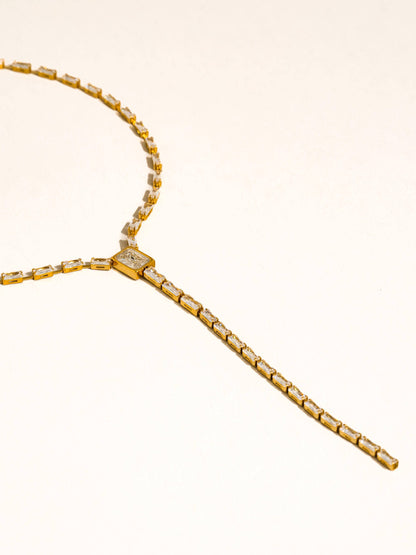 Cieline Non-Tarnish CZ Lariat Necklace