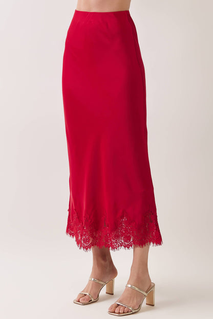 Lace Satin Maxi Skirt