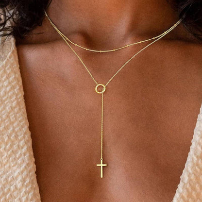 Non Tarnish Y Cross Necklace