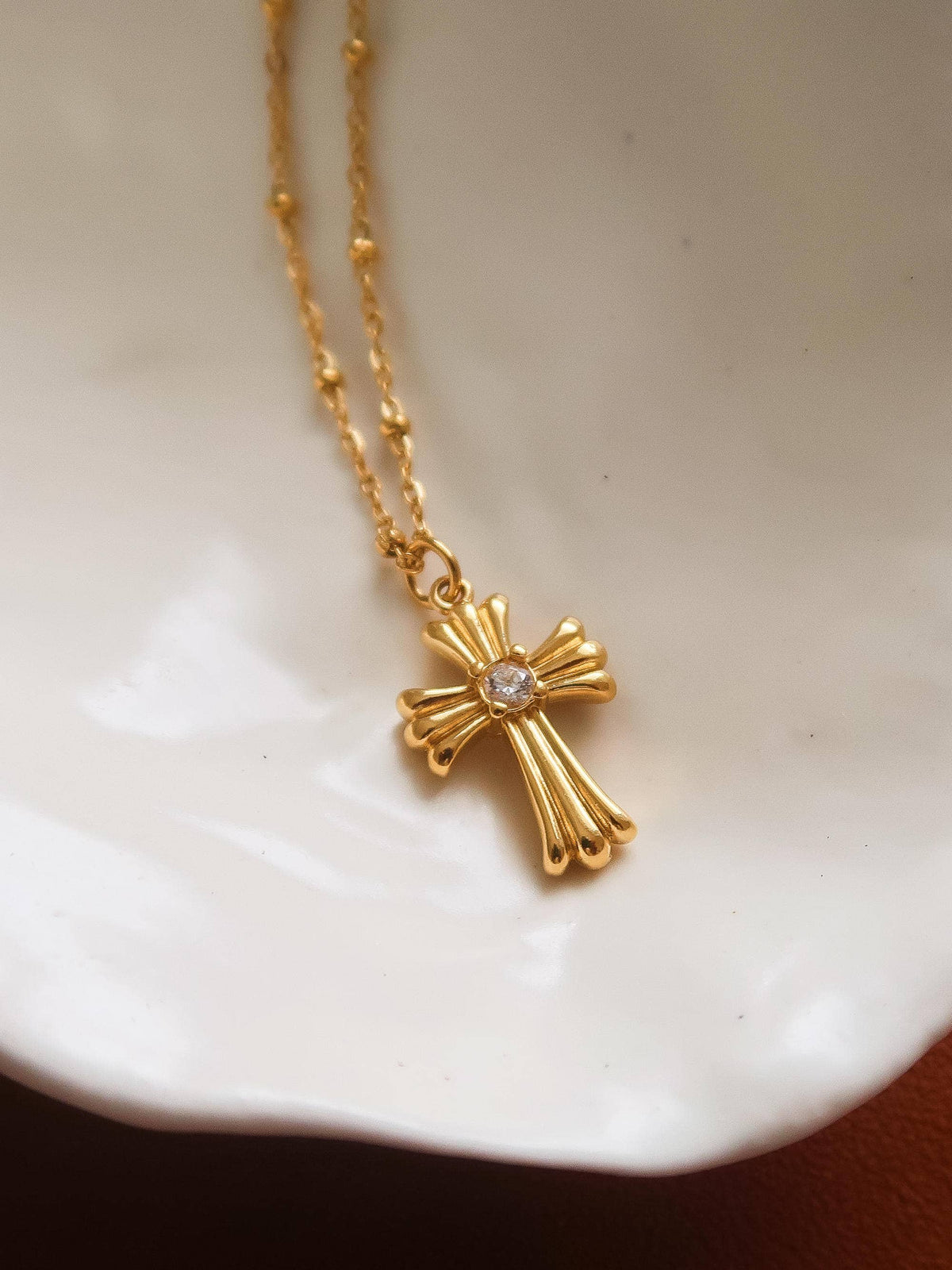 Non-Tarnish CZ Cross Necklace