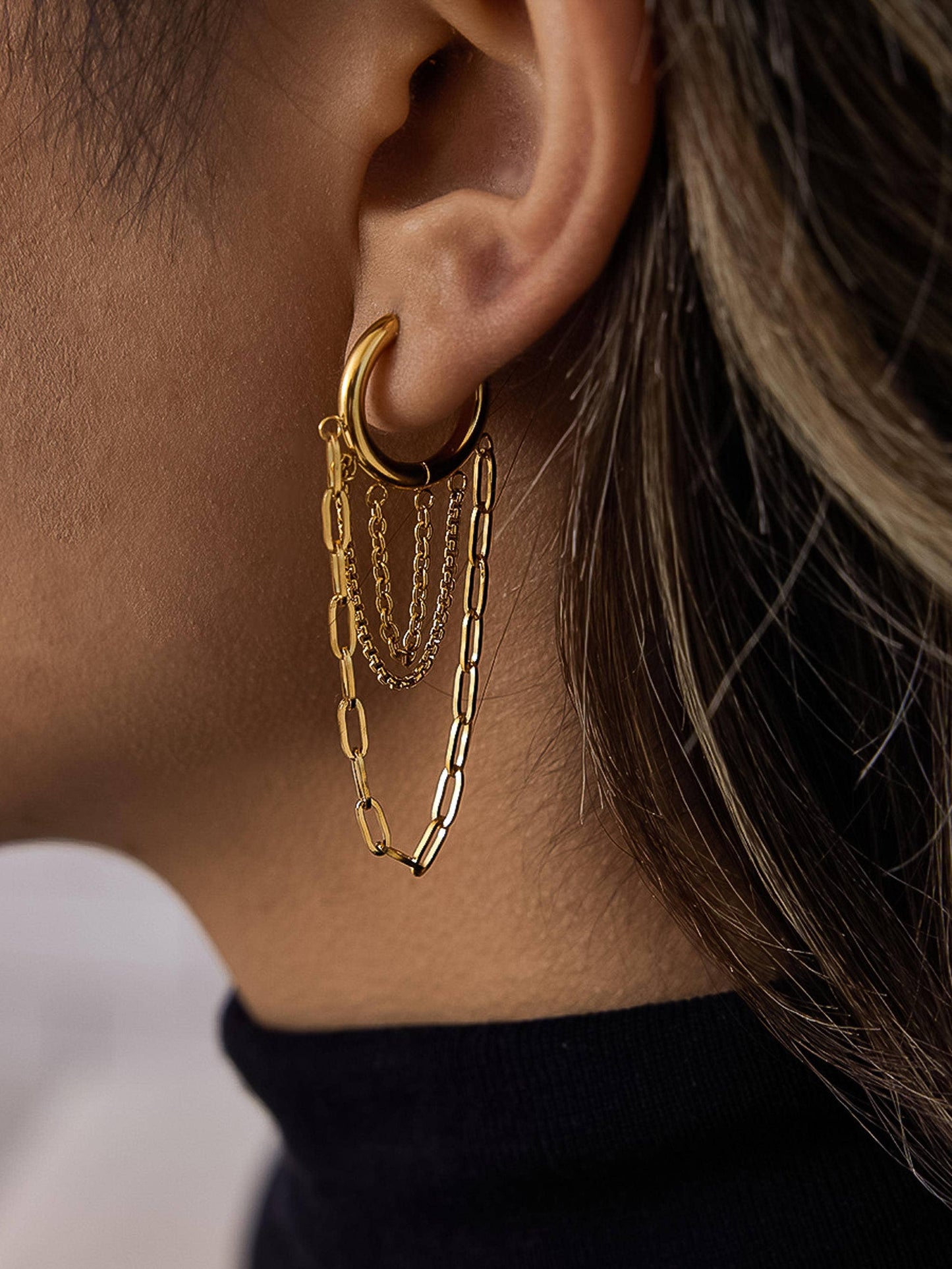 Non-Tarnish Multi Chain Drop Earrings
