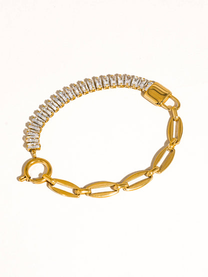 Benson 18K Gold Non-Tarnish Rhinestone Chain Bracelet