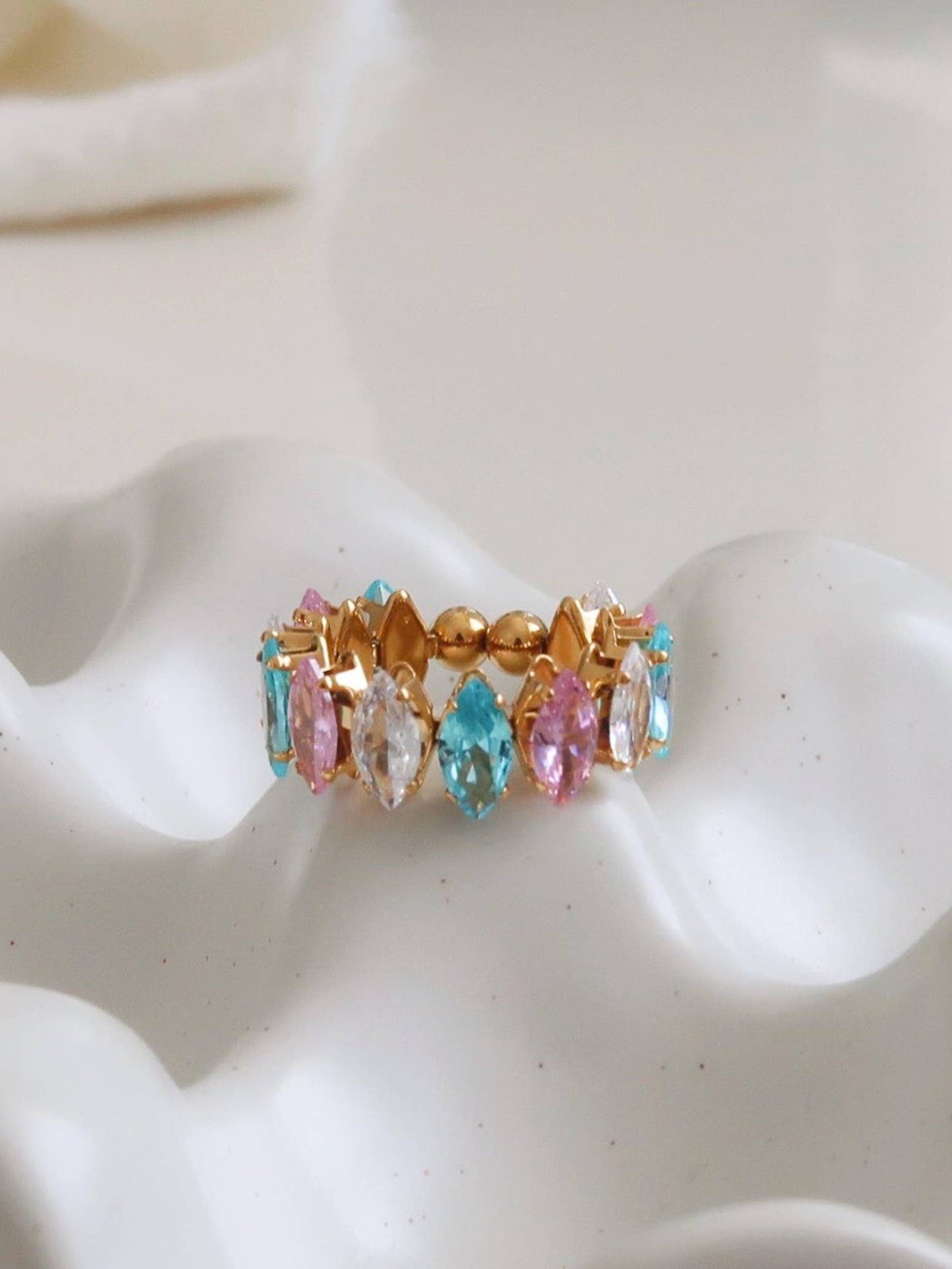 Briony 18K Gold Non-Tarnish Multi-Gemstone Eternity Ring