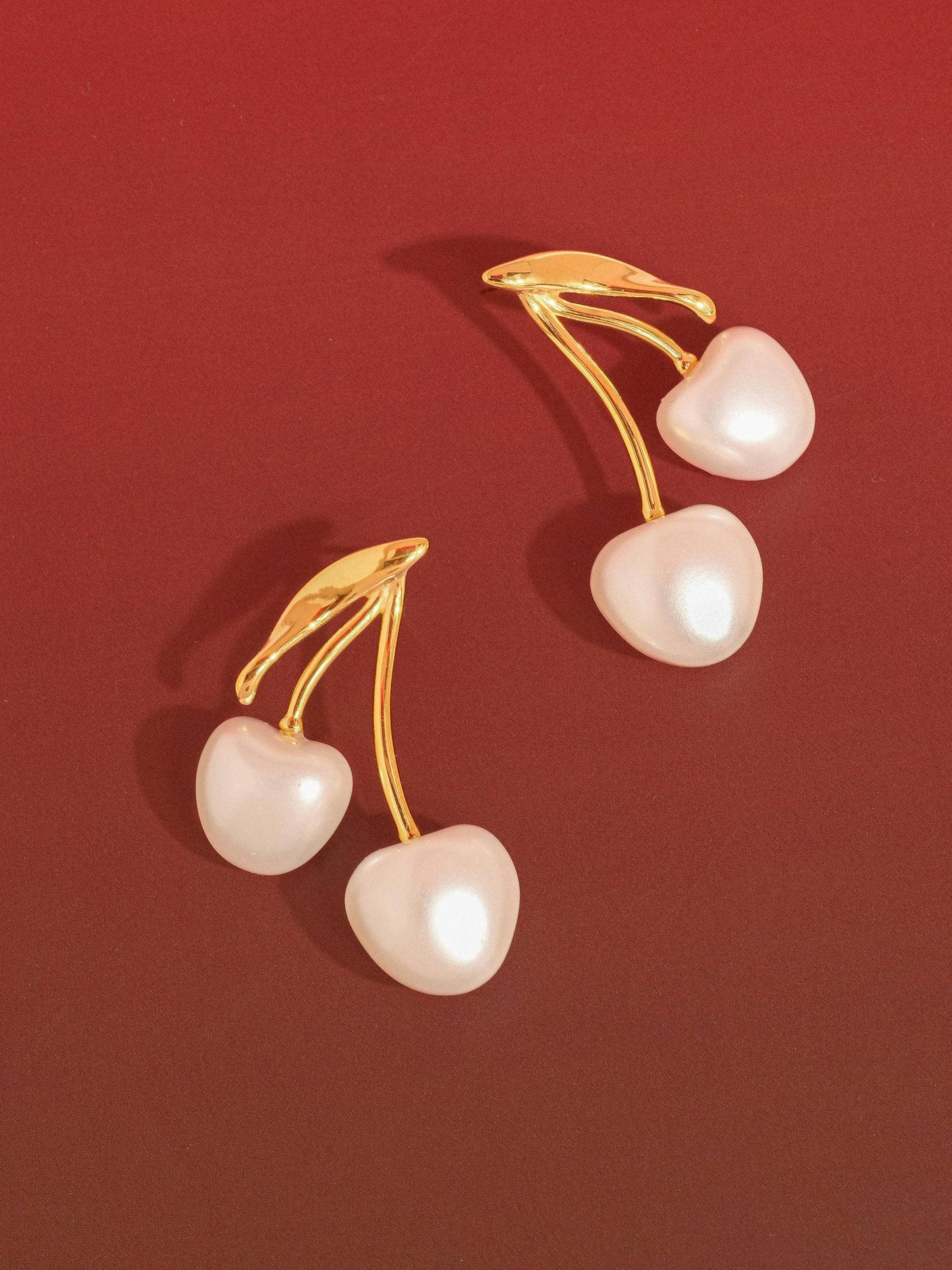 Non-Tarnish Pearl Cherry Earrings