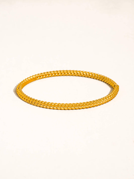 Collins 18K Gold Non-Tarnish Textured Bangle Bracelet