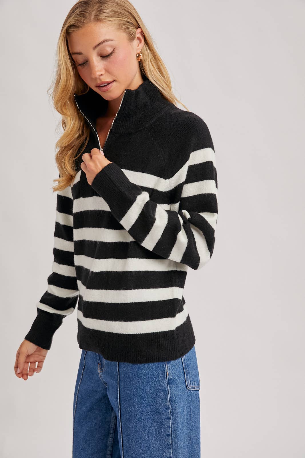 Stripe Half Zip Sweater