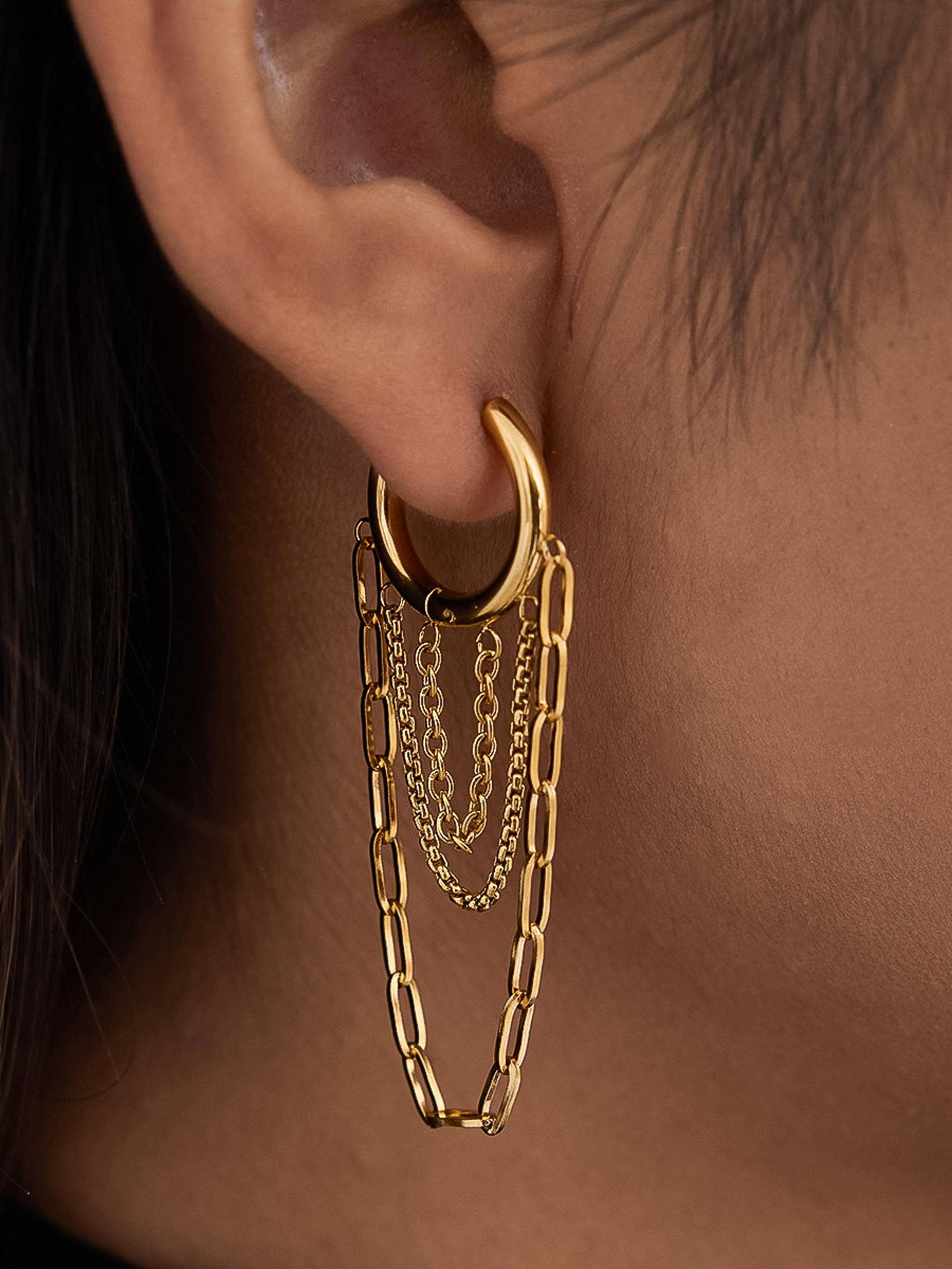 Non-Tarnish Multi Chain Drop Earrings