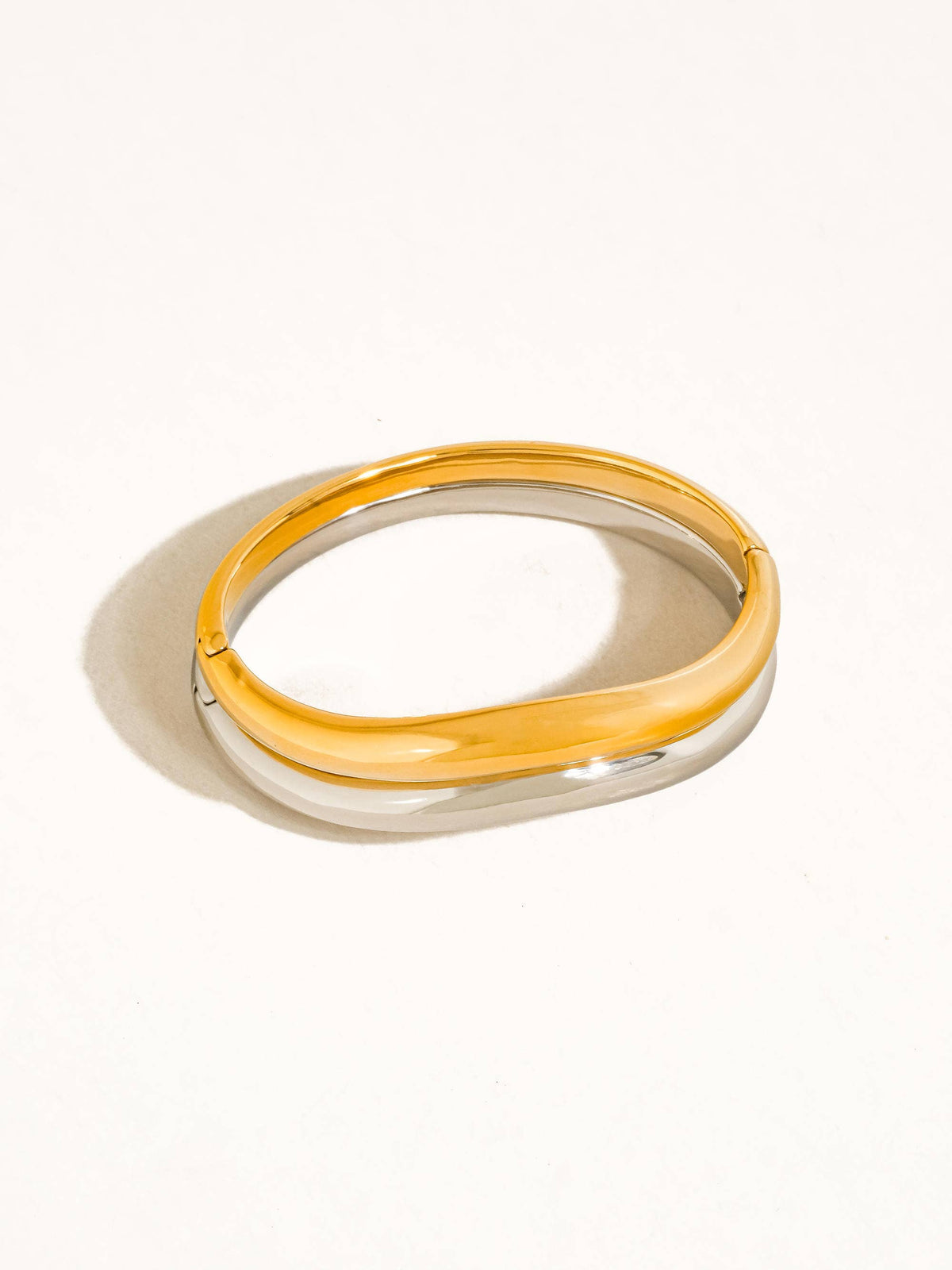 Mathieu 18K Gold Non-Tarnish Sculptural Bangle Bracelet