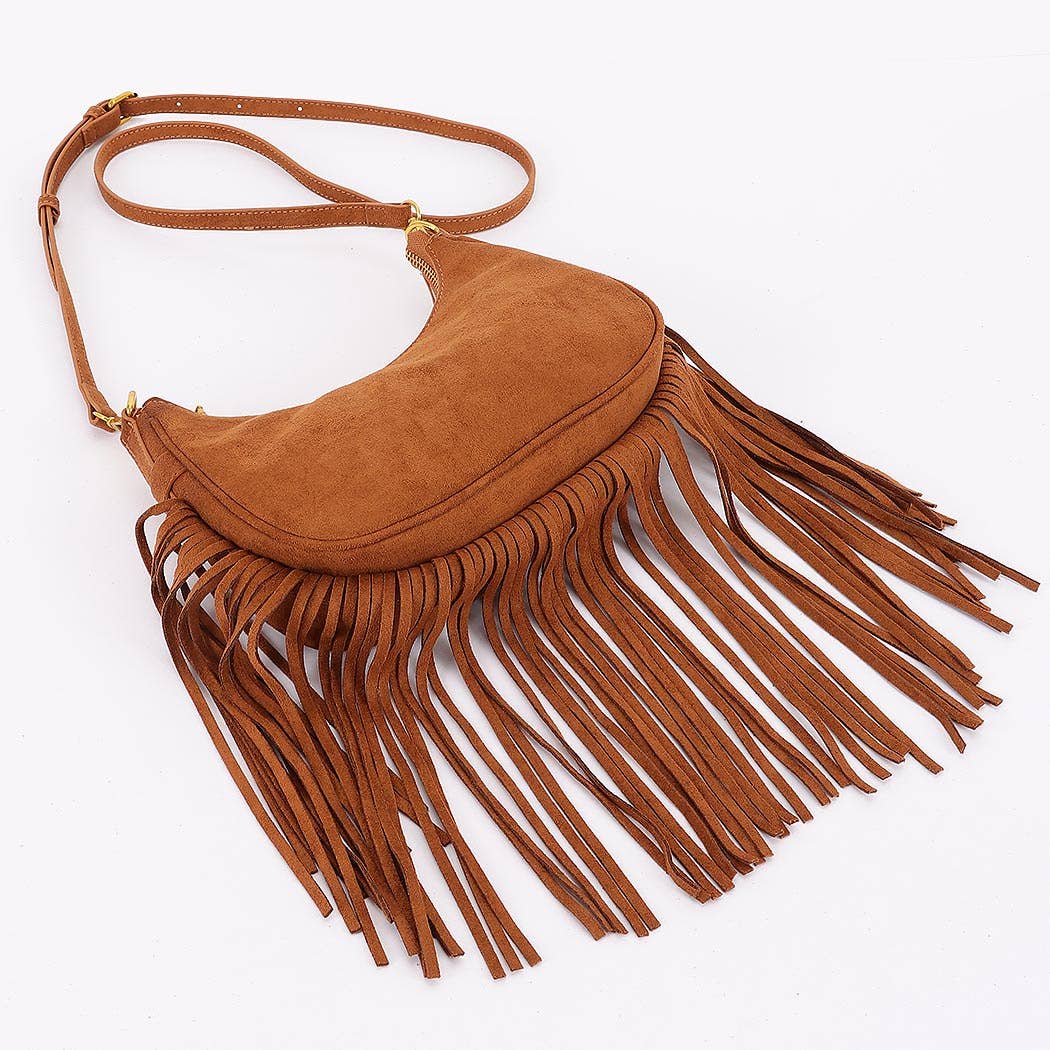 Fringe Suede Crossbody Bag