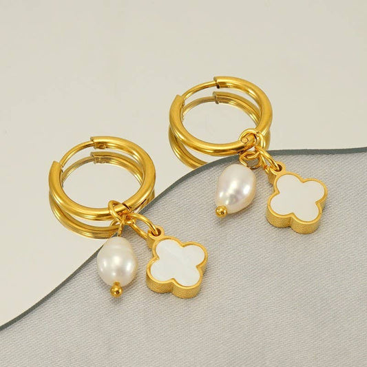 Non Tarnish Clover Hoops