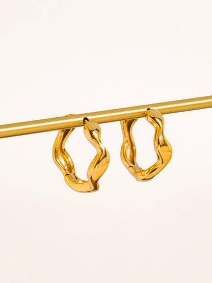 Non-Tarnish Wavy Hoop Earrings