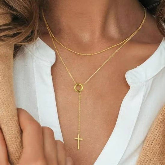 Non Tarnish Y Cross Necklace