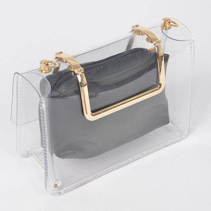 Transparent Metal Handle Bag W/ Pouch