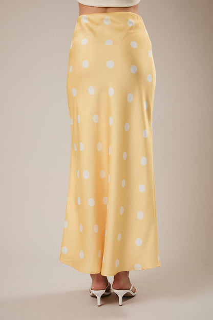 Satin Polka Dot Midi Skirt