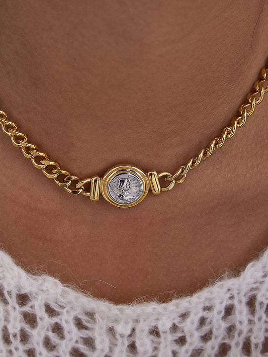 Parisse Non-Tarnish Coin Pendant Necklace