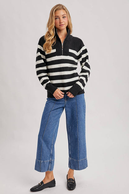 Stripe Half Zip Sweater