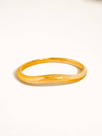 Mathieu 18K Gold Non-Tarnish Sculptural Bangle Bracelet