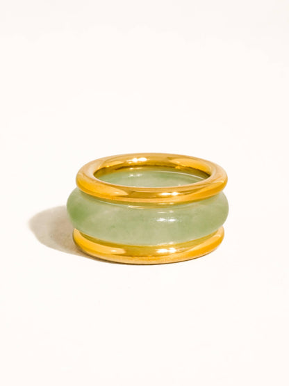 Moss 18K Gold Non-Tarnish Red Jasper Stone Ring Set